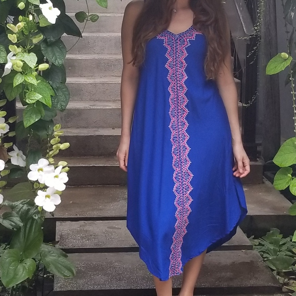 Blue summer flowy Dress